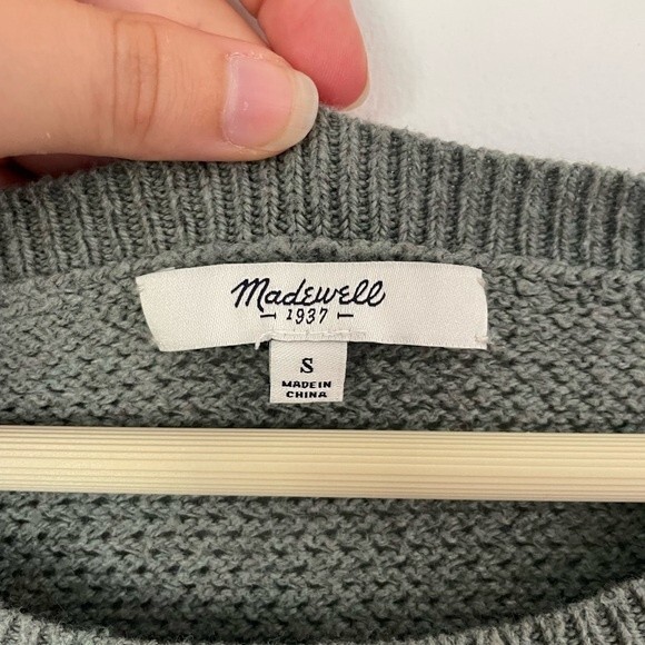 MADEWELL top womens light green gray Chronicle Texture Pullover Sweater small - Picture 8 of 10